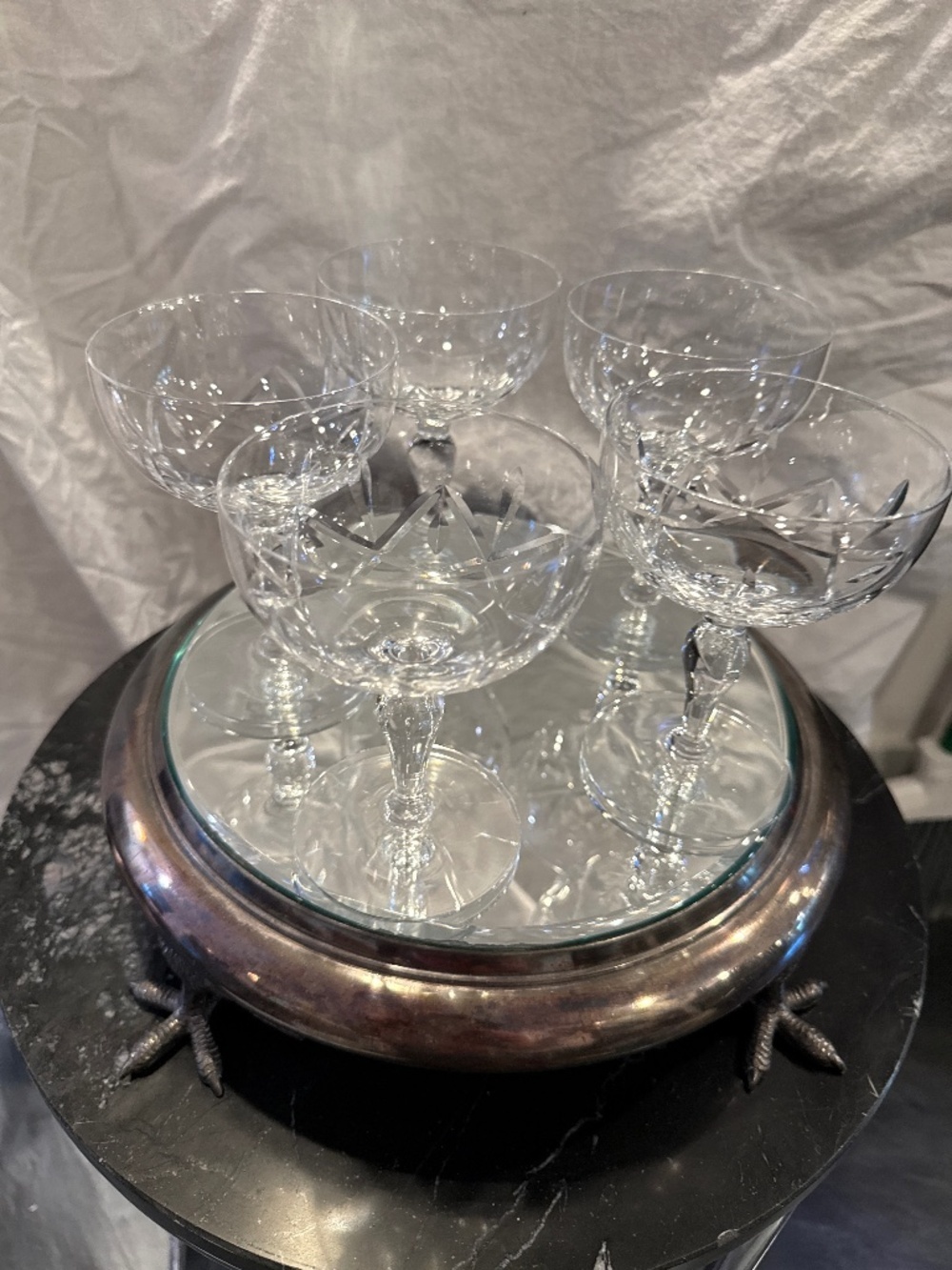 Set a five champagne/sherbet coupe glasses